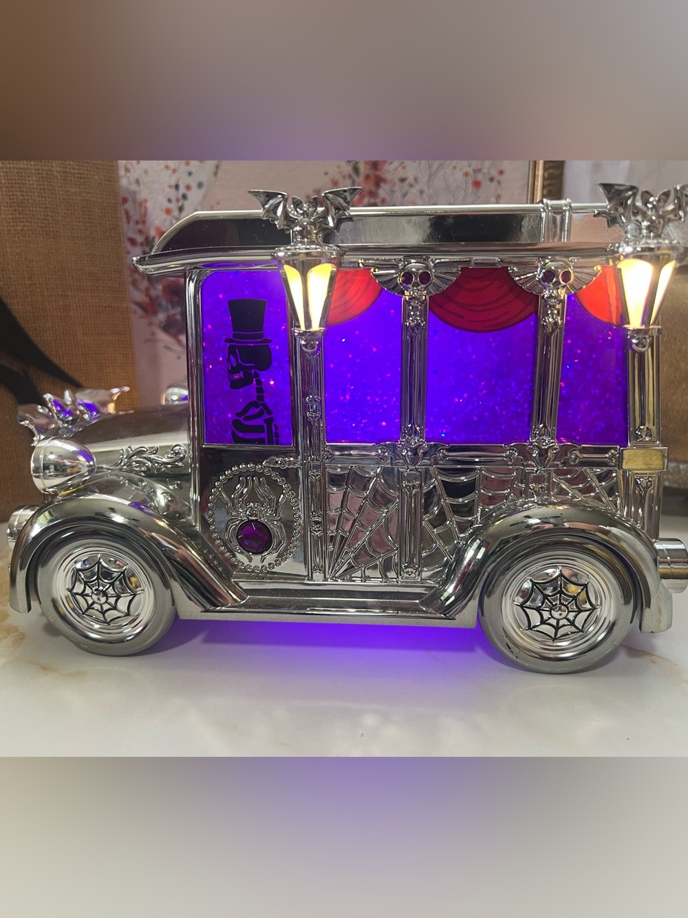 Bath & Body Works Silver Gothic Hearse Accent with Purple Glow